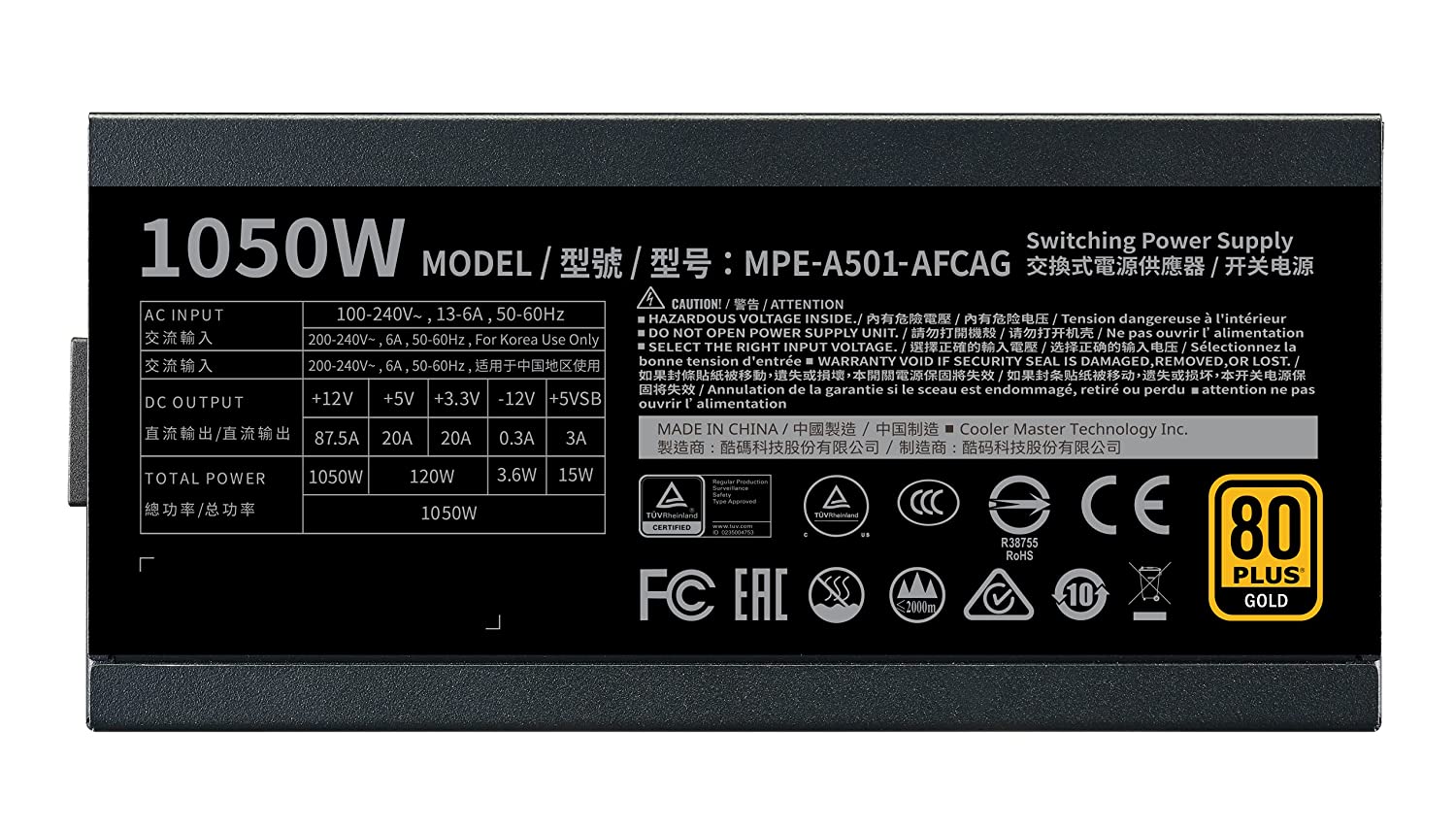 POWER SUPPLY COOLER MASTER MWE 1050 GOLD V2