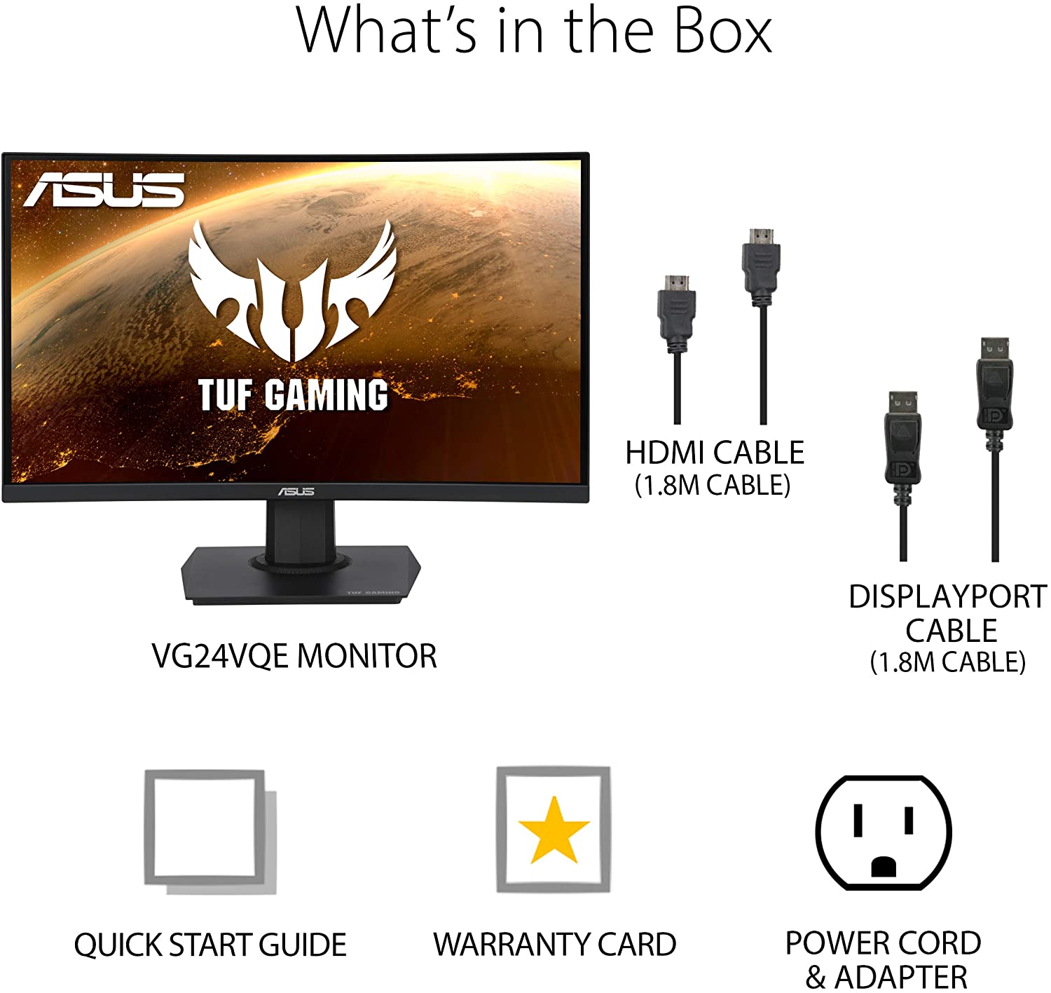 MONITOR ASUS TUF Gaming 23.6″(VG24VQE) 1080P Curved Monitor Full HD, 165Hz, 1ms
